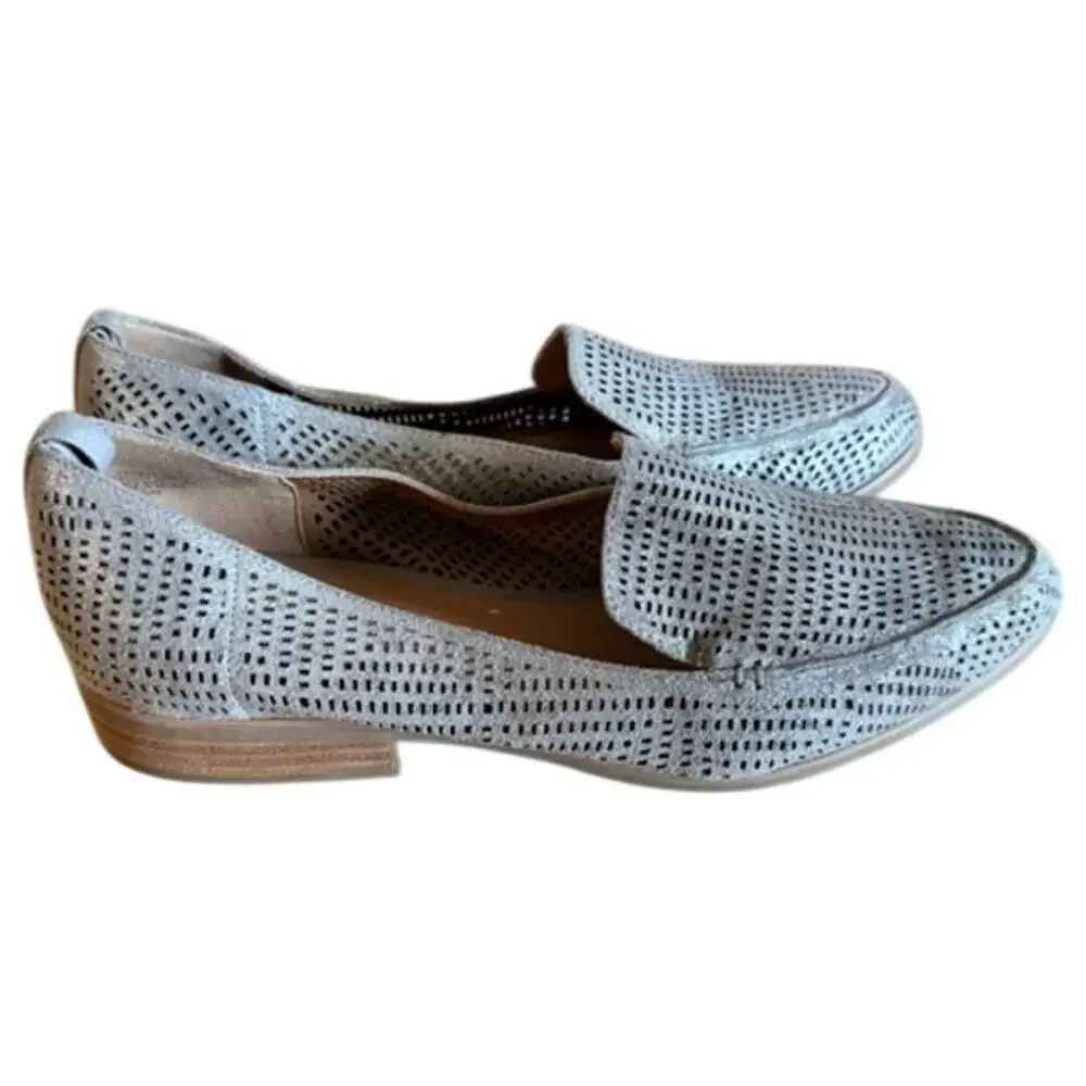 Crown Vintage Veneta Gray Perforated Loafers Women's 9.5M Slip On Flats